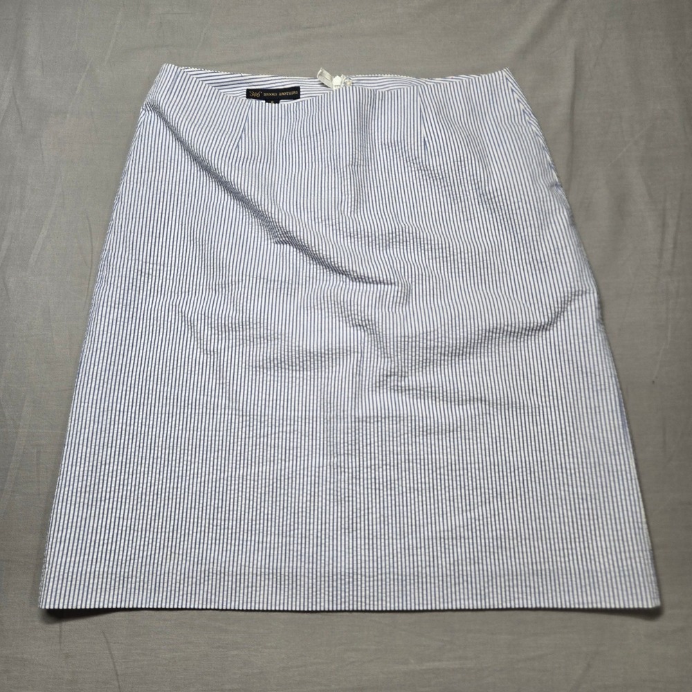 Brooks Brothers Skirt 8 Blue White Striped Seersucker A-Line